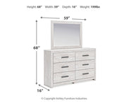 Cayboni Full Panel Bed with Mirrored Dresser and Nightstand in Whitewash - PKG016593