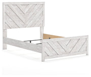Cayboni Full Panel Bed with Mirrored Dresser, Chest and Nightstand in Whitewash - PKG016595