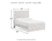 Cayboni Full Panel Bed with Mirrored Dresser, Chest and Nightstand in Whitewash - PKG016595