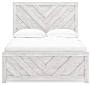 Cayboni Full Panel Bed with Mirrored Dresser in Whitewash - PKG016590