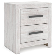 Cayboni Full Panel Bed with Nightstand in Whitewash - PKG016589