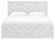 Cayboni King Panel Bed with 2 Nightstands in Whitewash from Ashley - DMV Furniture
