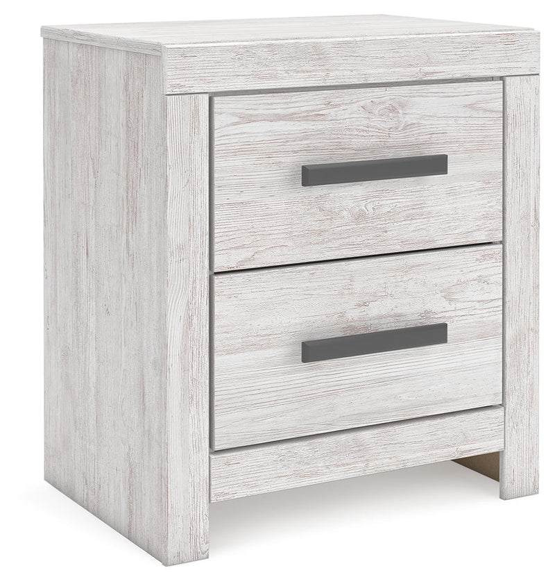 Cayboni King Panel Bed with 2 Nightstands in Whitewash from Ashley - DMV Furniture