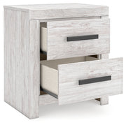 Cayboni King Panel Bed with 2 Nightstands in Whitewash from Ashley - DMV Furniture