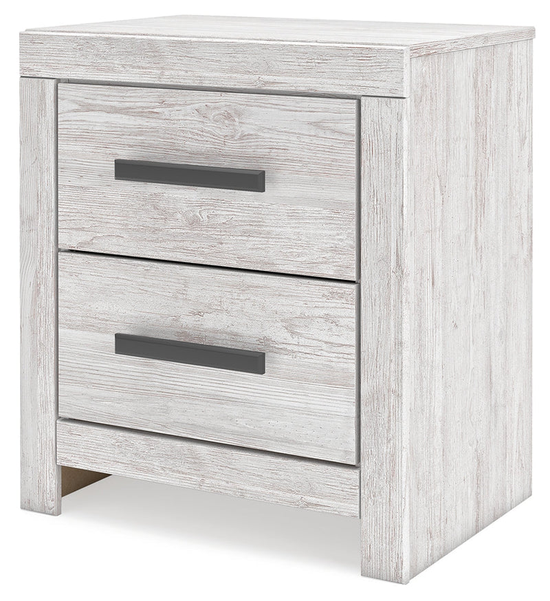 Cayboni King Panel Bed with 2 Nightstands in Whitewash from Ashley - DMV Furniture