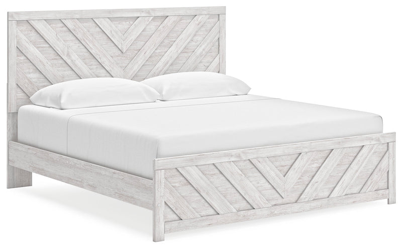 Cayboni King Panel Bed with Dresser in Whitewash - PKG019179