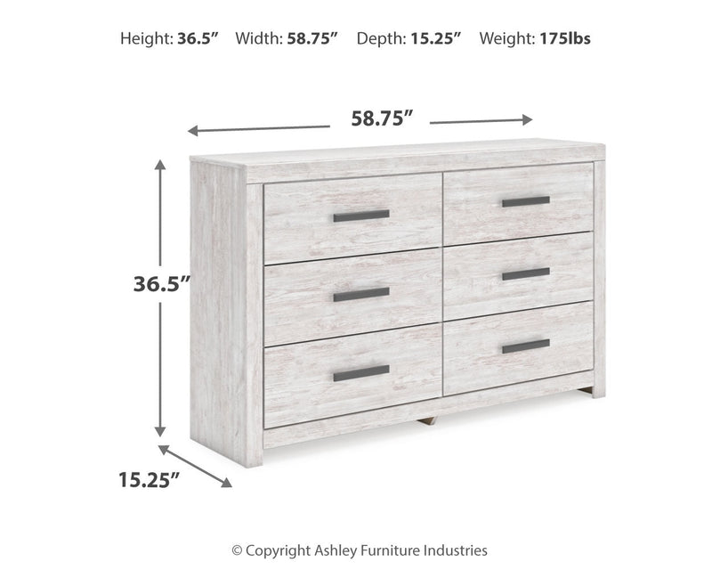 Cayboni King Panel Bed with Dresser in Whitewash - PKG019179