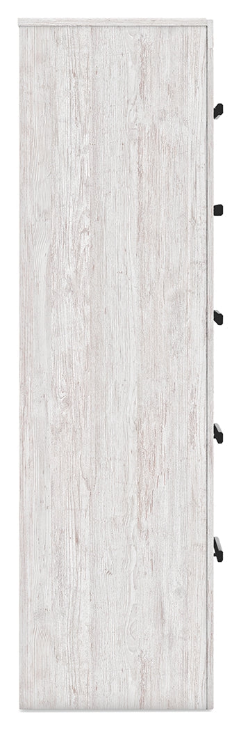 Cayboni King Panel Bed with Mirrored Dresser and Chest in Whitewash from Ashley - DMV Furniture