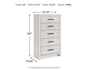 Cayboni King Panel Bed with Mirrored Dresser and Chest in Whitewash from Ashley - DMV Furniture