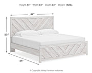 Cayboni King Panel Bed with Mirrored Dresser, Chest and Nightstand in Whitewash from Ashley - DMV Furniture