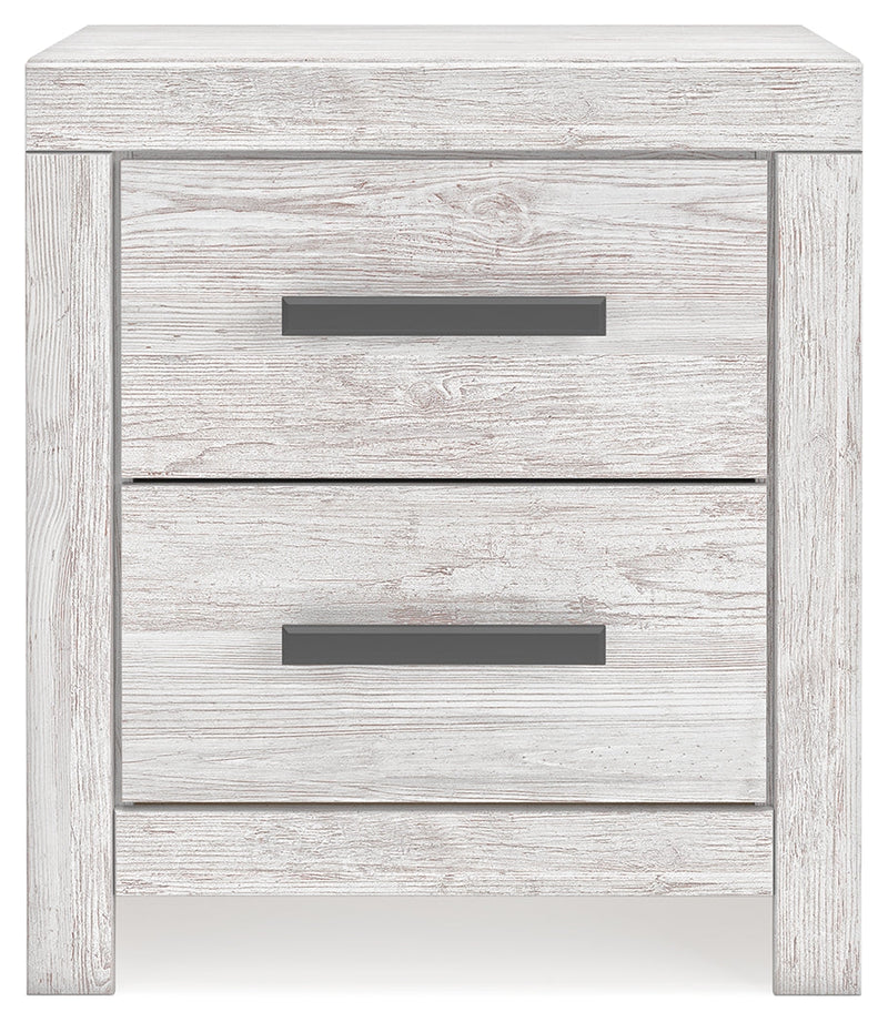 Cayboni King Panel Bed with Mirrored Dresser, Chest and Nightstand in Whitewash from Ashley - DMV Furniture