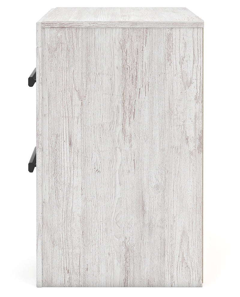 Cayboni King Panel Bed with Mirrored Dresser, Chest and Nightstand in Whitewash from Ashley - DMV Furniture
