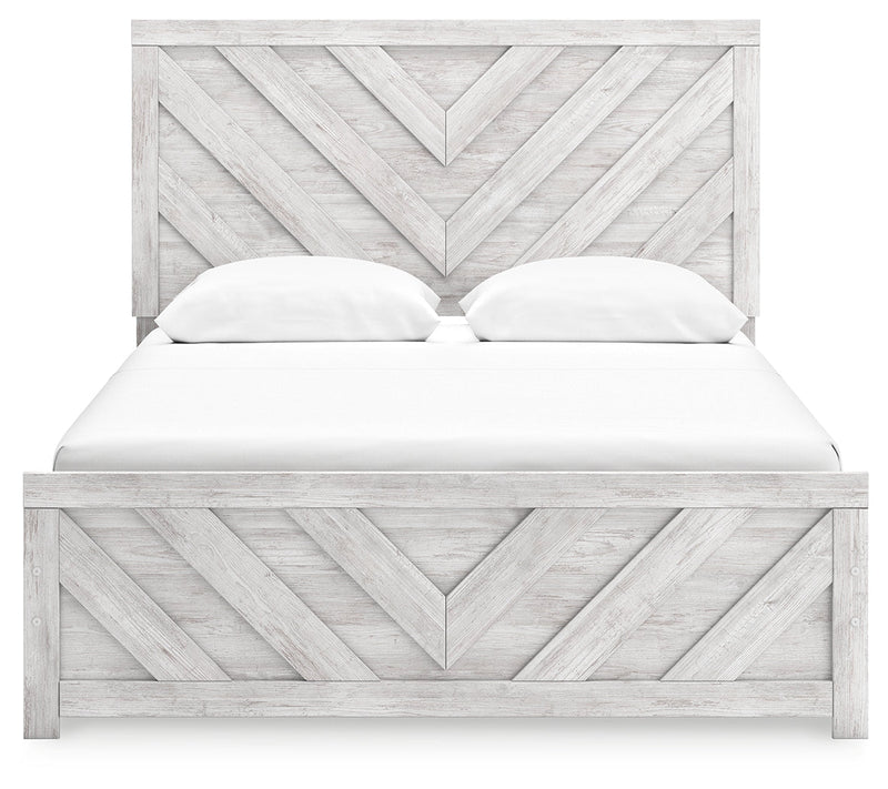 Cayboni Queen Panel Bed with Dresser in Whitewash - PKG016686