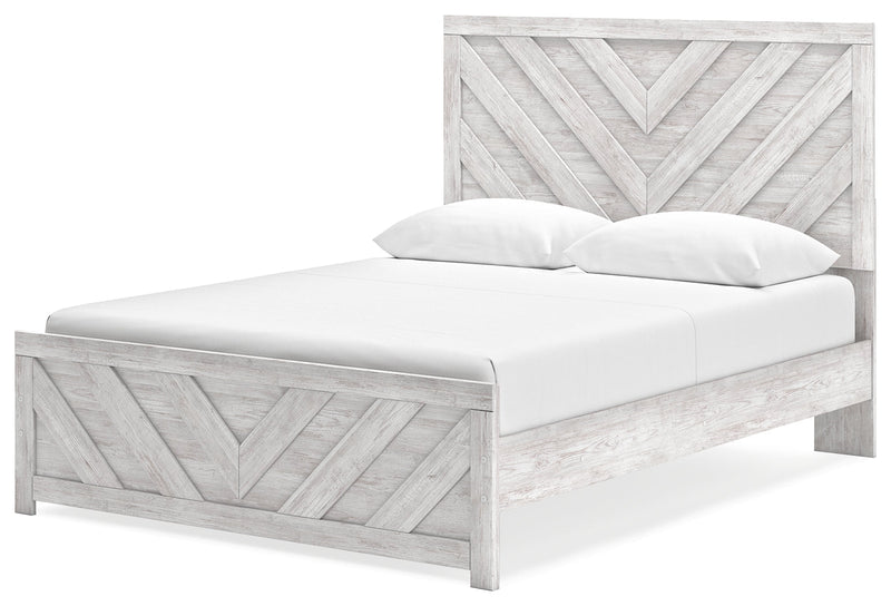 Cayboni Queen Panel Bed with Dresser in Whitewash - PKG016686