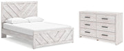 Cayboni Queen Panel Bed with Dresser in Whitewash - PKG016686