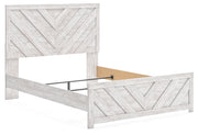 Cayboni Queen Panel Bed with Mirrored Dresser, Chest and 2 Nightstands in Whitewash - PKG016693