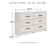 Cayboni Twin Panel Bed with Dresser and 2 Nightstands in Whitewash from Ashley - DMV Furniture