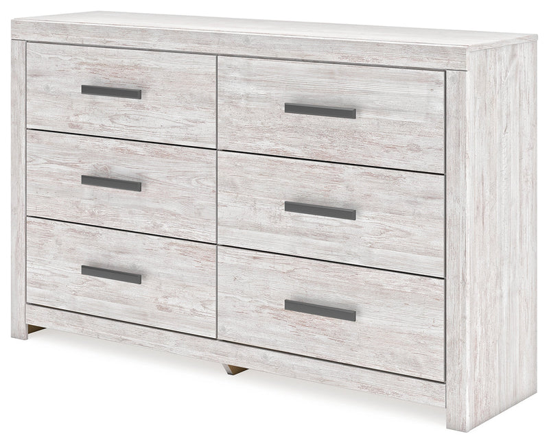 Cayboni Twin Panel Bed with Dresser and 2 Nightstands in Whitewash from Ashley - DMV Furniture