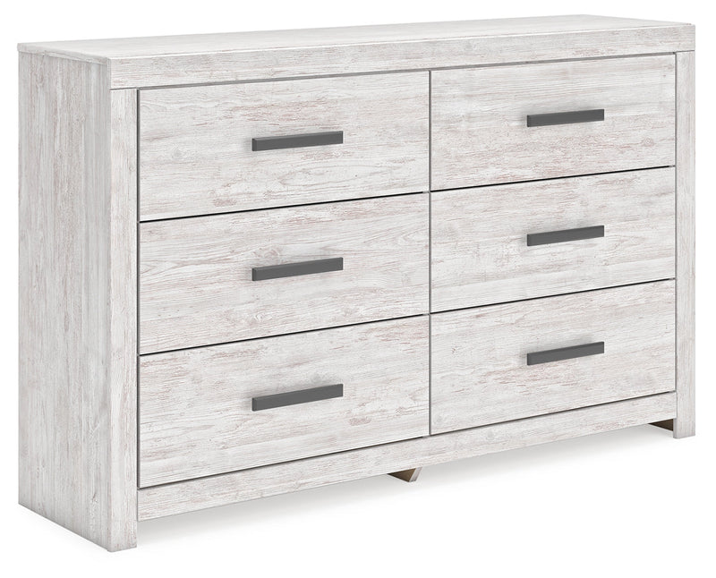 Cayboni Twin Panel Bed with Dresser and Nightstand in Whitewash - PKG019193