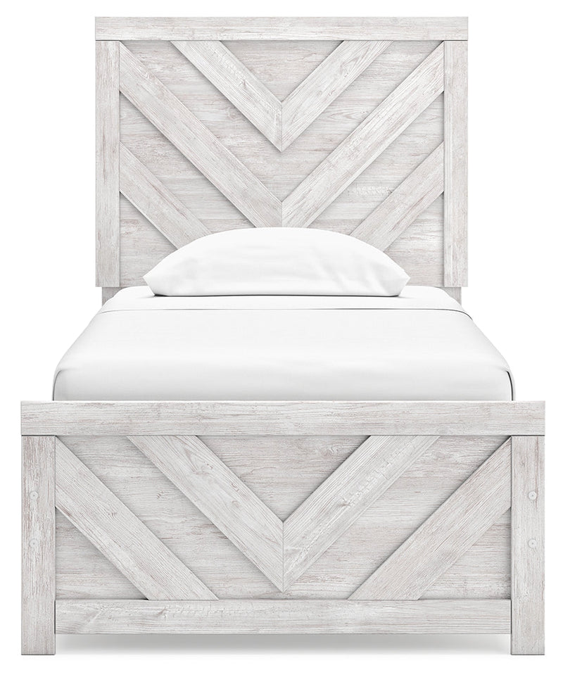 Cayboni Twin Panel Bed with Dresser and Nightstand in Whitewash - PKG019193