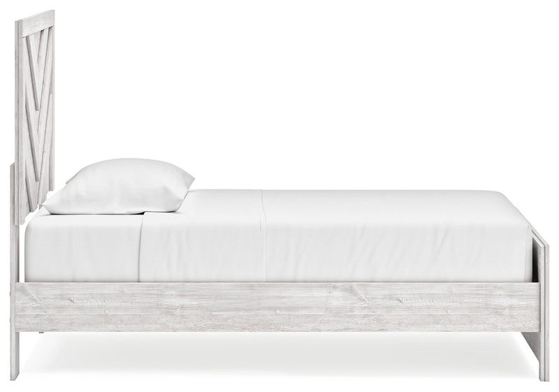 Cayboni Twin Panel Bed with Dresser in Whitewash - PKG019170