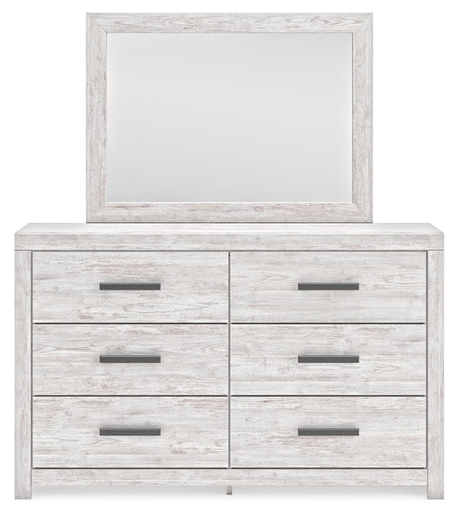 Cayboni Twin Panel Bed with Mirrored Dresser and 2 Nightstands in Whitewash from Ashley - DMV Furniture