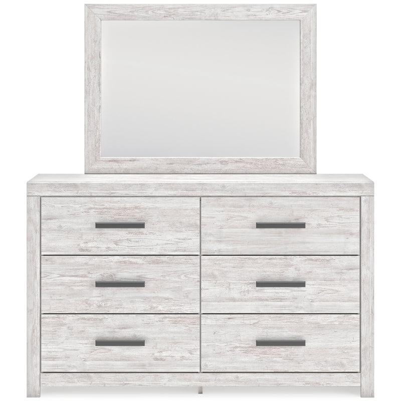 Cayboni Twin Panel Bed with Mirrored Dresser, Chest and 2 Nightstands in Whitewash - PKG019166