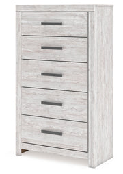 Cayboni Twin Panel Bed with Mirrored Dresser, Chest and Nightstand in Whitewash from Ashley - DMV Furniture