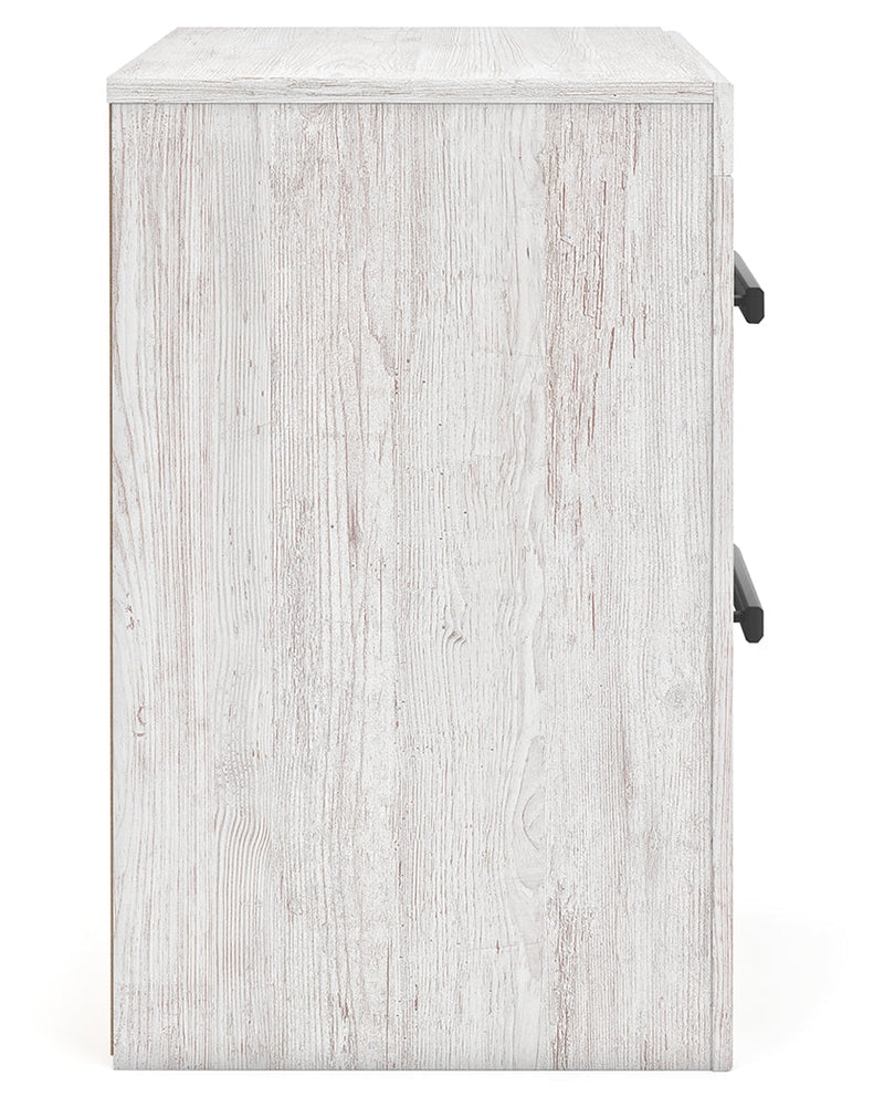 Cayboni Twin Panel Bed with Mirrored Dresser, Chest and Nightstand in Whitewash from Ashley - DMV Furniture