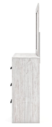 Cayboni Twin Panel Bed with Mirrored Dresser, Chest and Nightstand in Whitewash from Ashley - DMV Furniture