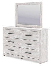 Cayboni Twin Panel Bed with Mirrored Dresser, Chest and Nightstand in Whitewash from Ashley - DMV Furniture