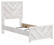 Cayboni Twin Panel Bed with Nightstand in Whitewash from Ashley - DMV Furniture