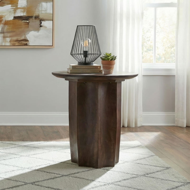 Cayenne Solid Mango Wood Accent Side End Table Walnut - 710777