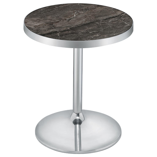 Cazen Round Faux Marble Top Pedestal Side Table Grey - 930134