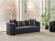 Ceko 3-pieces (Sofa & Loveseat & Chair) Livingroom Set Black in Black - 101-CEK-LUN09-321