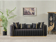 Ceko 3-pieces (Sofa & Loveseat & Chair) Livingroom Set Black in Black - 101-CEK-LUN09-321
