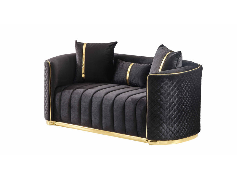 Ceko Stationary Loveseat Cream in Black - 101-CEK-LUN09-2