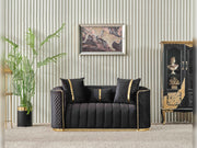 Ceko Stationary Loveseat Cream in Black - 101-CEK-LUN09-2