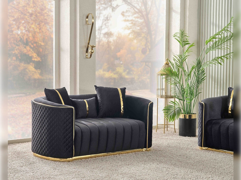 Ceko Stationary Loveseat Cream in Black - 101-CEK-LUN09-2