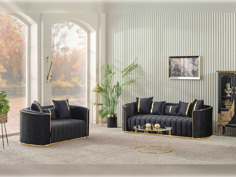 Ceko Stationary Loveseat Cream in Black - 101-CEK-LUN09-2