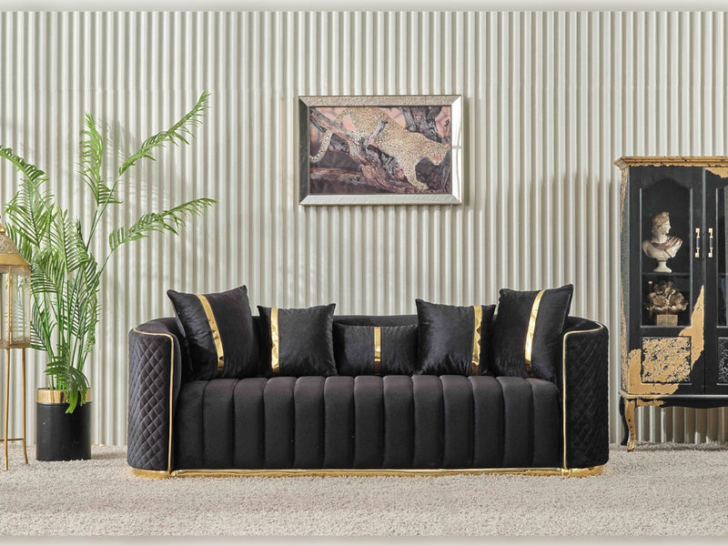 Ceko Stationary Sofa Cream in Black - 101-CEK-LUN09-3