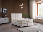Cenova Storage Bed With Headboard Cream - Queen in Cream - 110-CEN-L01-150-SB
