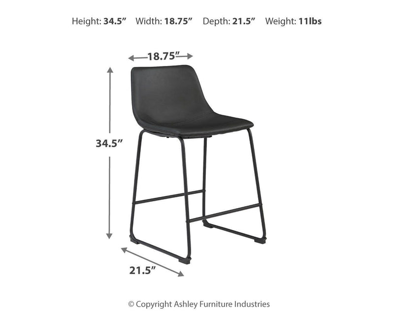 Centiar Black Counter Height Bar Stool (Set of 2) - D372-624X2
