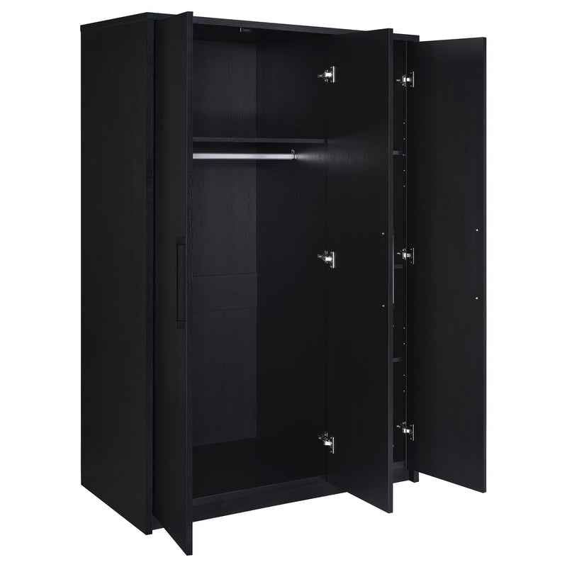 Cerda 3-door Bedroom Wardrobe Storage Cabinet Armoire Black - 950448BLK