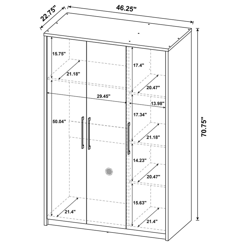 Cerda 3-door Bedroom Wardrobe Storage Cabinet Armoire Black - 950448BLK