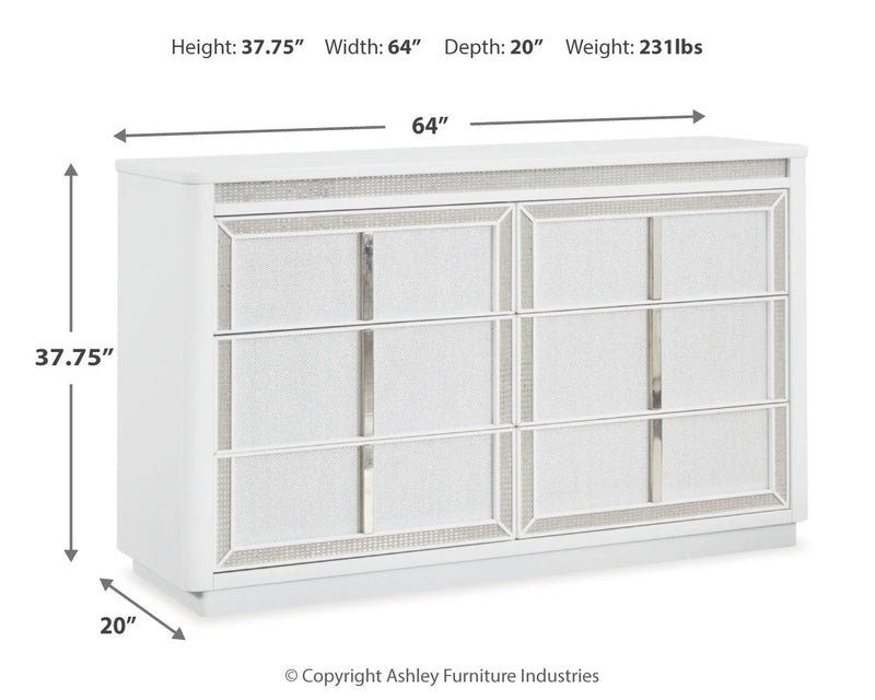 Chalanna California King Upholstered Storage Bed with Dresser in White from Ashley - DMV Furniture