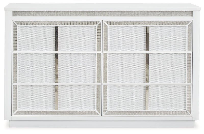 Chalanna King Upholstered Storage Bed with Dresser and Nightstand in White from Ashley - DMV Furniture