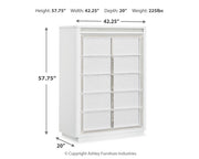 Chalanna King Upholstered Storage Bed with Mirrored Dresser and Chest in White from Ashley - DMV Furniture