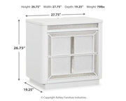 Chalanna King Upholstered Storage Bed with Mirrored Dresser and Nightstand in White from Ashley - DMV Furniture