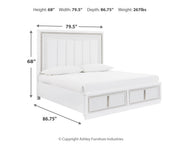 Chalanna King Upholstered Storage Bed with Mirrored Dresser and Nightstand in White from Ashley - DMV Furniture